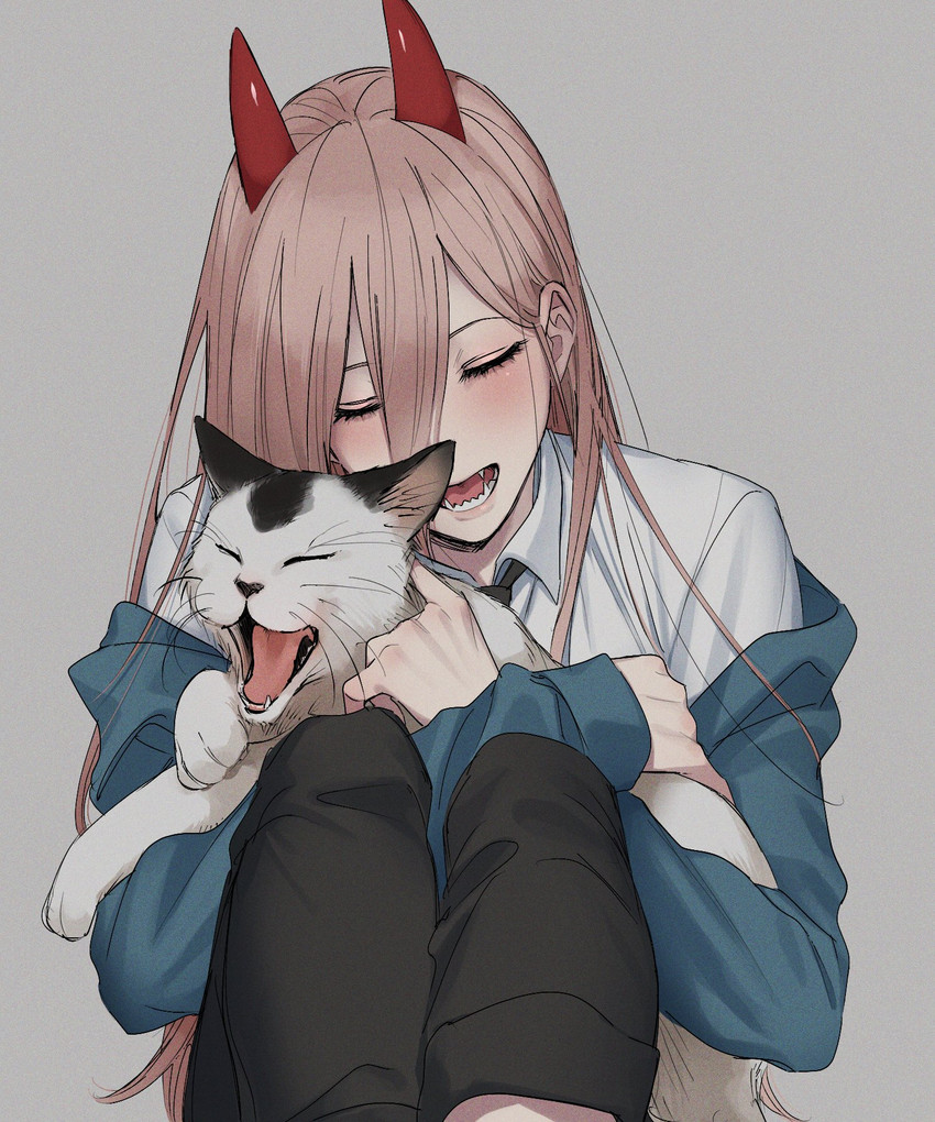 power and meowy (chainsaw man) drawn by get_out_tt