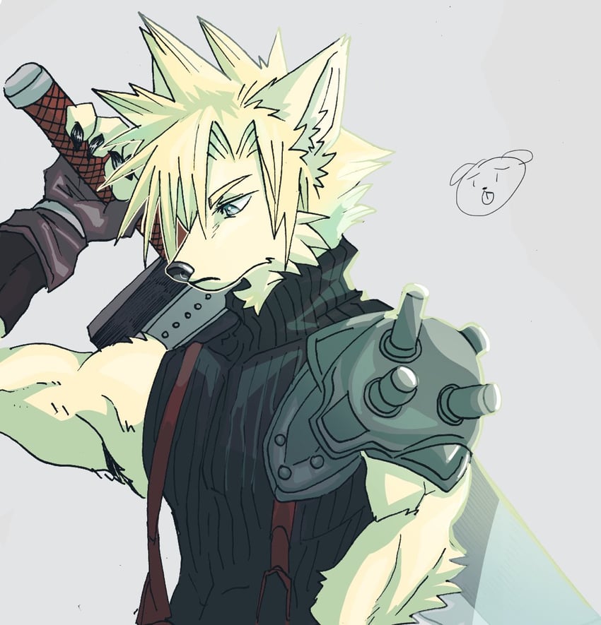 cloud strife (final fantasy and 1 more) drawn by axontatsu
