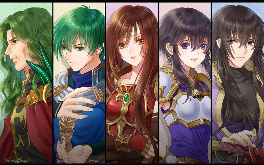 larcei, shannan, altena, ced, and travant (fire emblem and 1 more) drawn by hanasaki_komugi
