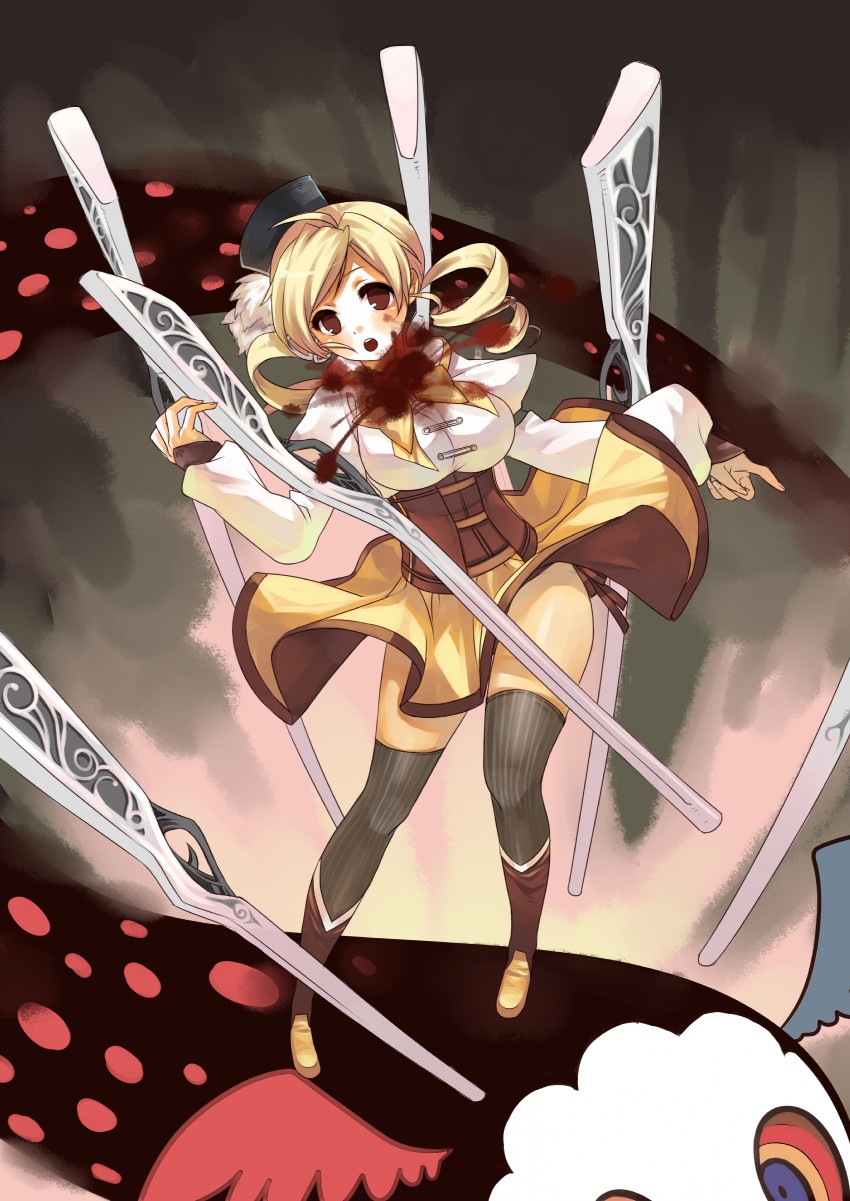 tomoe mami and charlotte (mahou shoujo madoka magica) drawn by kinoko0302