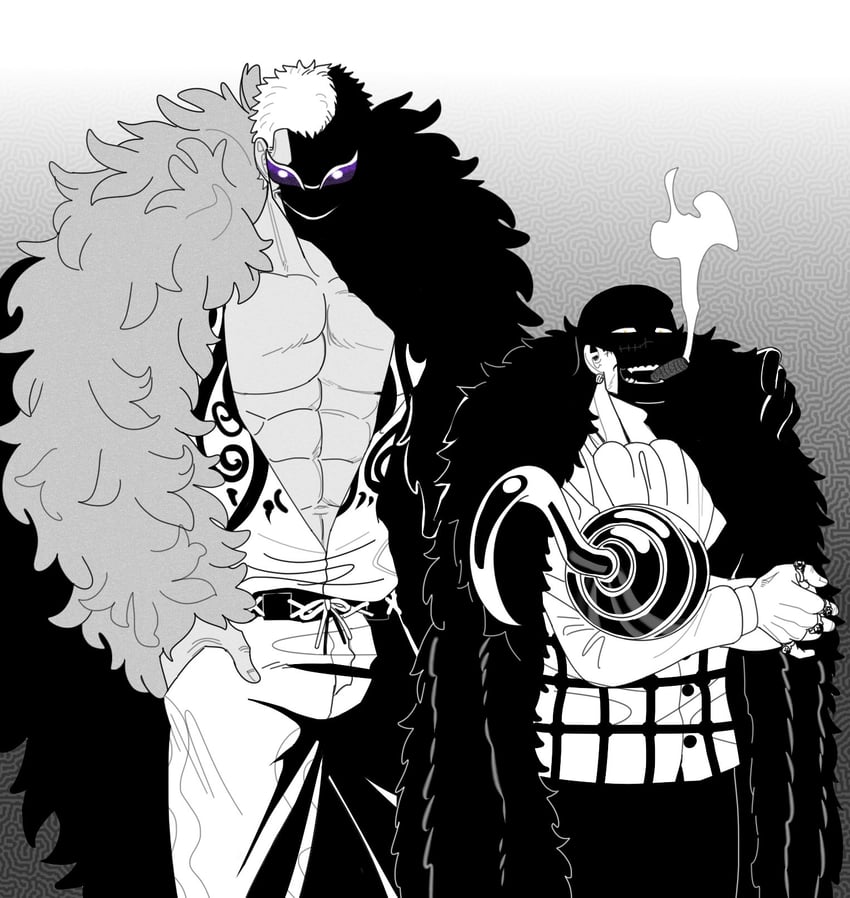 donquixote doflamingo and crocodile (one piece) drawn by mg_cls