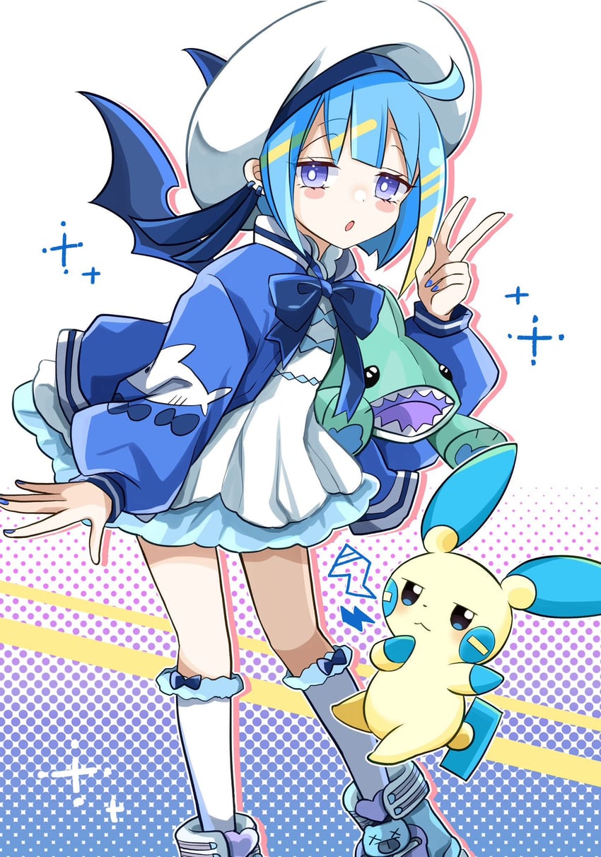 lil-la, minun, and live twin lil-la (pokemon and 1 more) drawn by ukyou_kuro