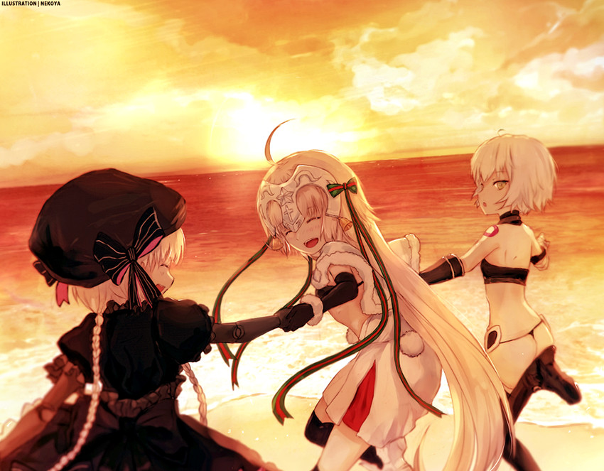 jack the ripper, jeanne d'arc alter santa lily, and nursery rhyme (fate and 1 more) drawn by nekoya_(liu)