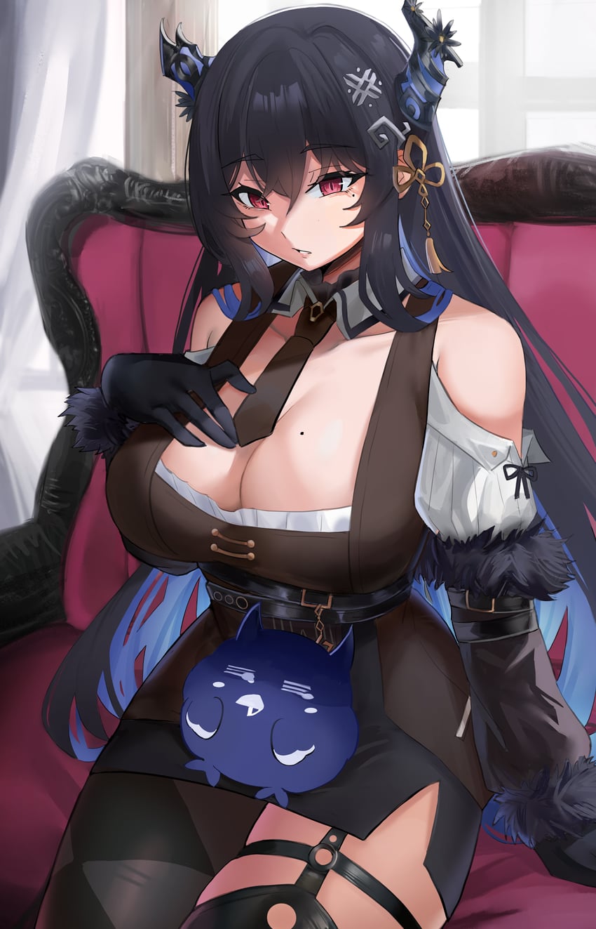 nerissa ravencroft and jailbird (hololive and 1 more) drawn by dnumde