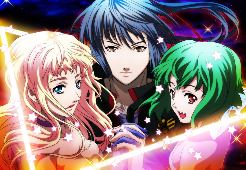 sheryl nome, ranka lee, and saotome alto (macross and 1 more) drawn by kutsuno