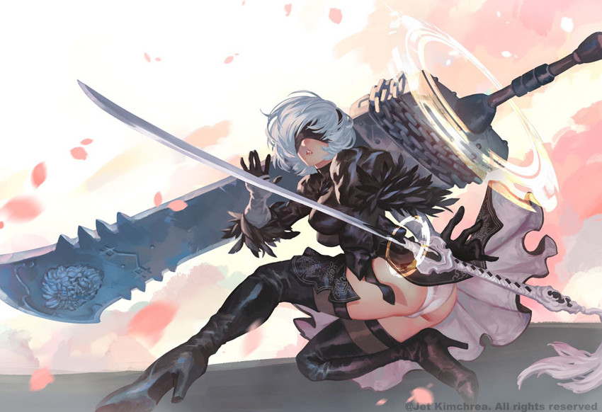2b (nier and 1 more) drawn by jet_kimchrea