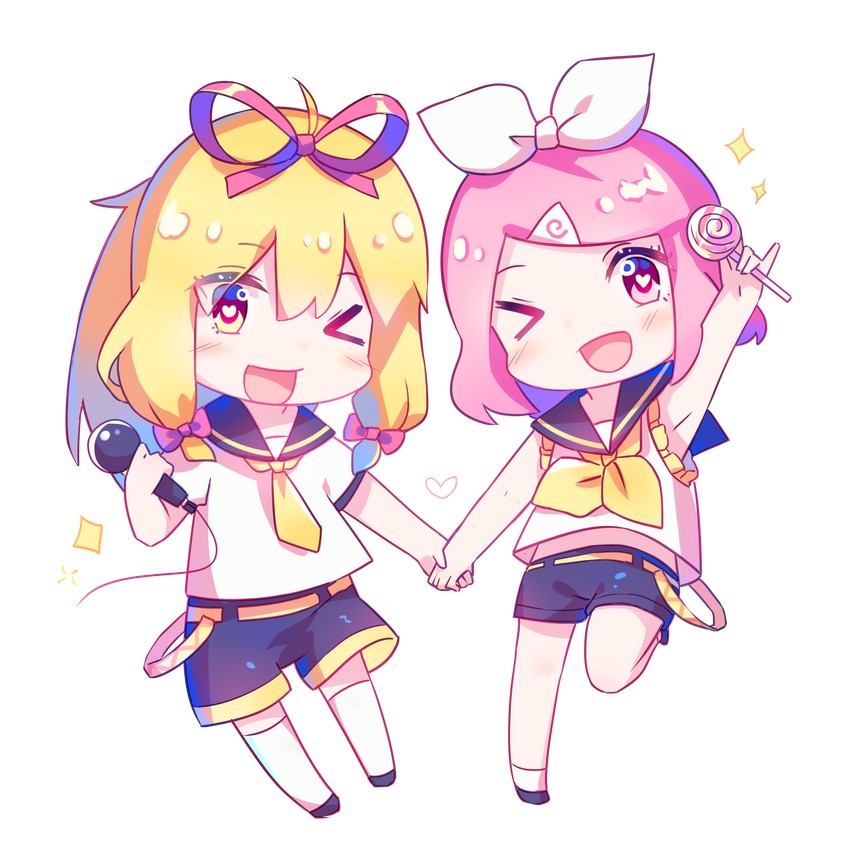yakumo yukari, saigyouji yuyuko, kagamine rin, and kagamine len (touhou and 1 more) drawn by baozishark