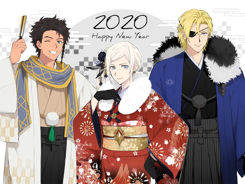edelgard von hresvelg, dimitri alexandre blaiddyd, and claude von riegan (fire emblem and 1 more) drawn by gunjo_fe