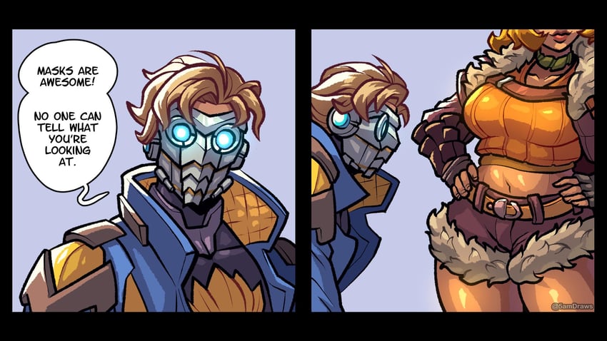 squirrel girl and star-lord (marvel and 2 more) drawn by 5amdraws