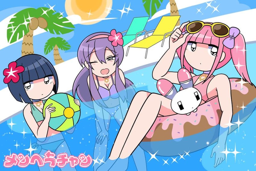 menhera-chan, usatan, sabukaru-chan, and yumekawa-chan (menhera-chan) drawn by ezaki_bisuko