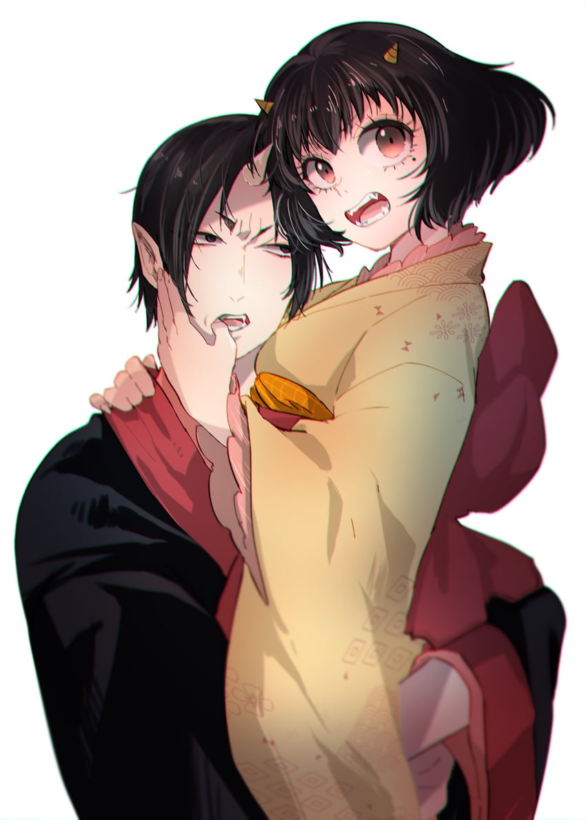 hoozuki and peach maki (hoozuki no reitetsu) drawn by hoicyo