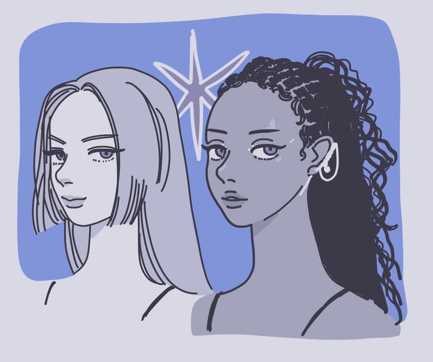 manon and megan (real life and 1 more) drawn by seeds_00