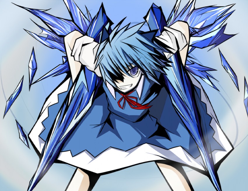 cirno and f91 gundam (touhou and 2 more) drawn by honda_takashi_(enorea)