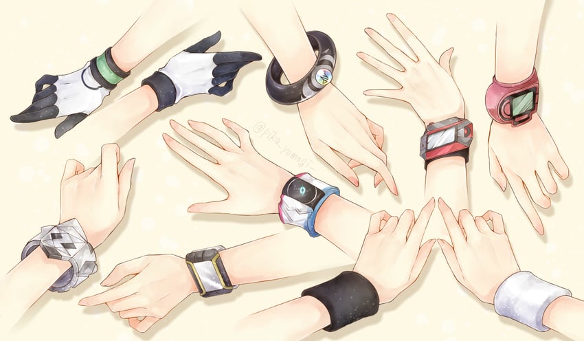 may, hilda, gloria, serena, selene, and 1 more (pokemon and 8 more) drawn by yomogi_(black-elf)