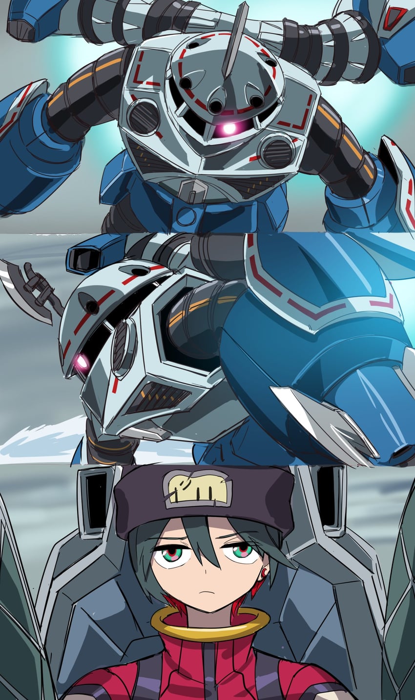 amate yuzuriha, gquuuuuux, and z'gok (gundam and 3 more) drawn by solokov_(okb-999)