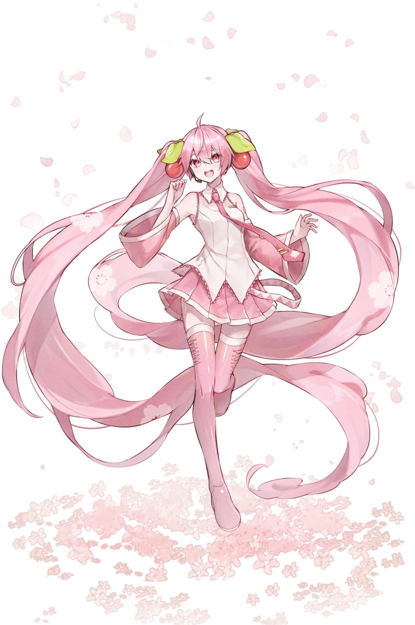 hatsune miku and sakura miku (vocaloid) drawn by murumuru_(pixiv51689952)