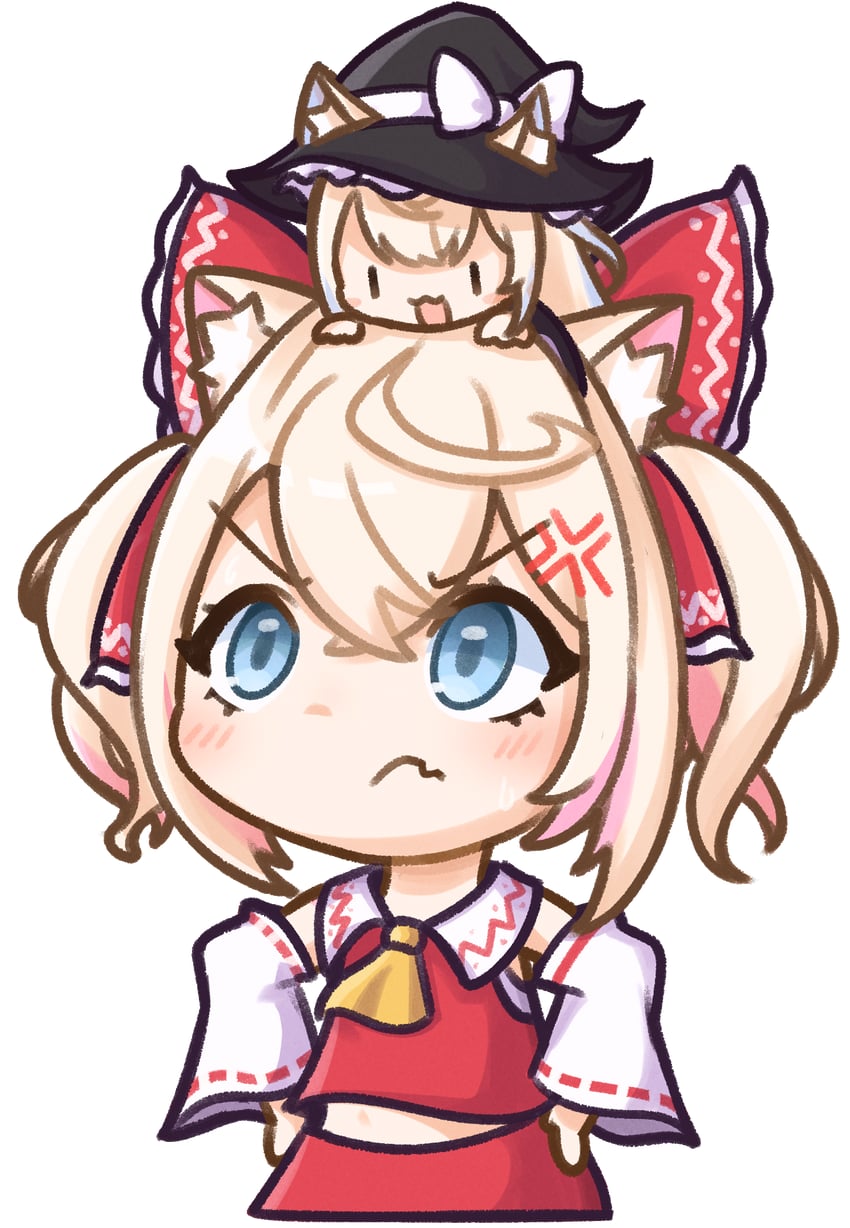 hakurei reimu, kirisame marisa, fuwawa abyssgard, and mococo abyssgard (touhou and 2 more) drawn by moon_ldl
