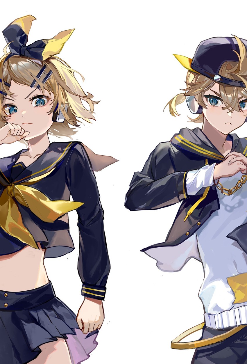 kagamine rin and kagamine len (vocaloid and 1 more) drawn by karasu_btk