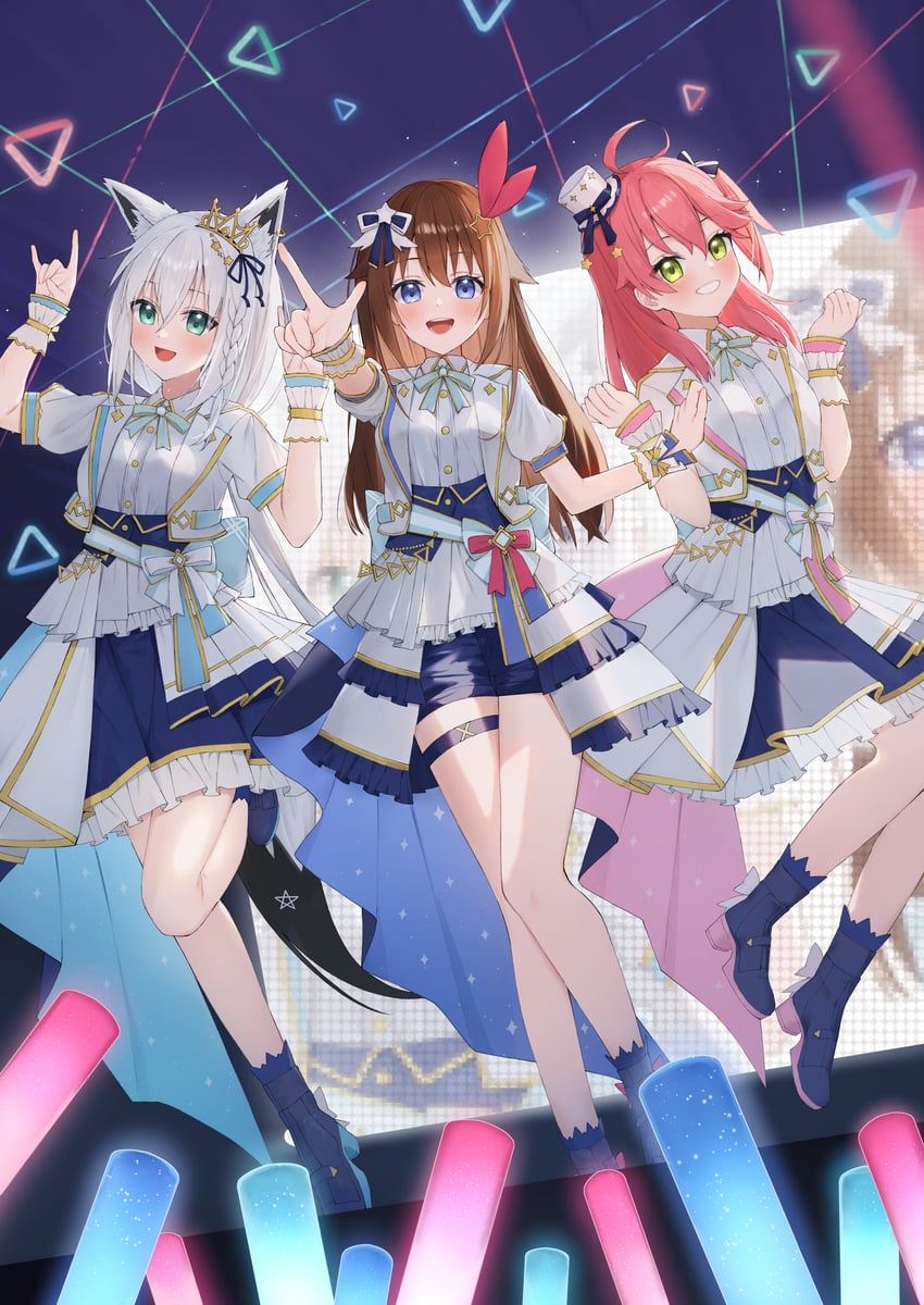 shirakami fubuki, sakura miko, and tokino sora (hololive) drawn by mirai_(mirai76_)