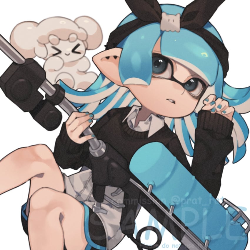 inkling player character and inkling girl (splatoon) drawn by prat_rat