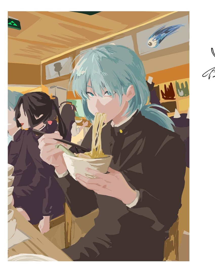 houjou tokiyuki, mochizuki ayako, shizuku, fubuki, and nezu kojirou (nige jouzu no wakagimi) drawn by ko_3asg
