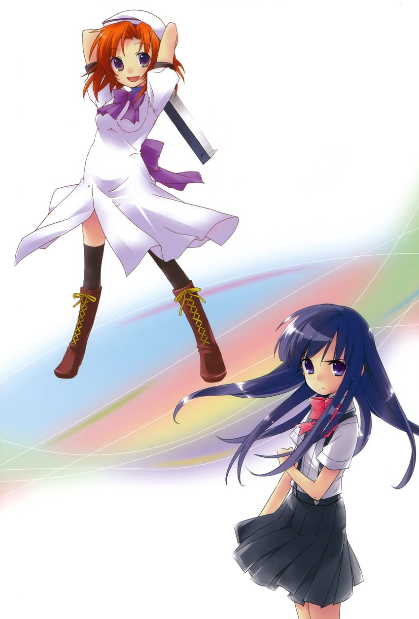 furude rika and ryuuguu rena (higurashi no naku koro ni) drawn by ito_noizi