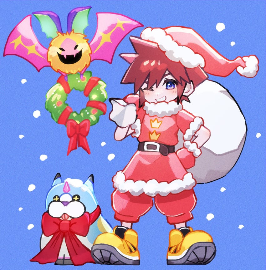 sora, wondernyan, and koumori bat (kingdom hearts and 1 more) drawn by squidkid528