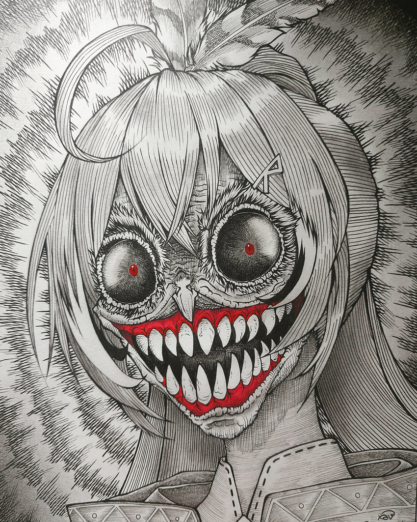 nanashi mumei and nanashi mumei's horror painting (hololive and 1 more) drawn by xave_art