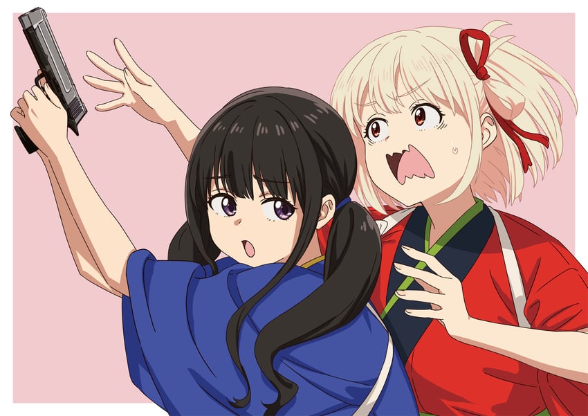 nishikigi chisato and inoue takina (lycoris recoil) drawn by asada7101