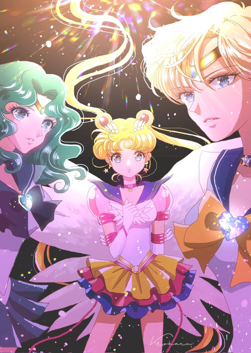 tsukino usagi, sailor moon, ten'ou haruka, kaiou michiru, sailor uranus, and 2 more (bishoujo senshi sailor moon and 1 more) drawn by koharumichi