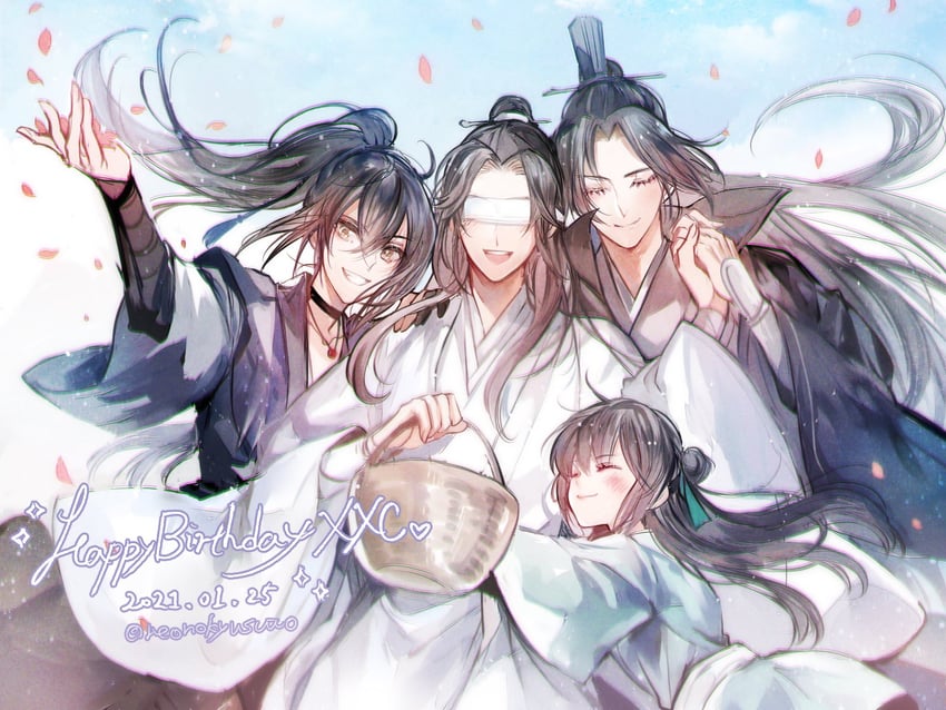 xue yang, xiao xingchen, a-qing, and song lan (modao zushi) drawn by rakkyhappy