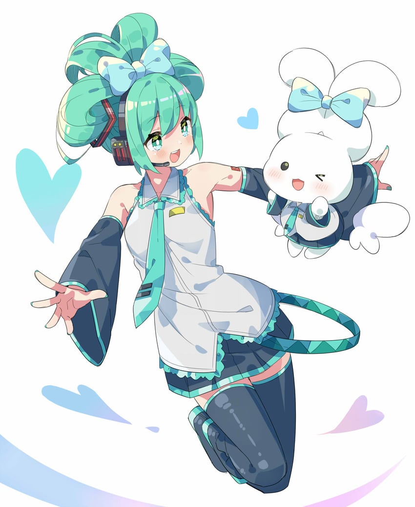 hatsune miku, cinnamoroll, and cinnamiku (vocaloid and 2 more) drawn by pa._(tatuya28001)