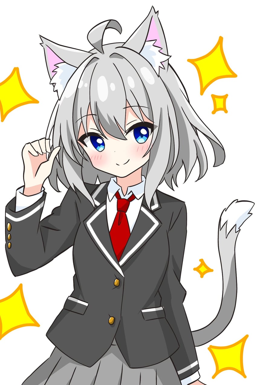 grey-haired cat girl (original) drawn by kotatsu-mazoku