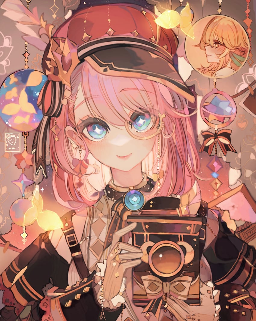 lumine and charlotte (genshin impact) drawn by ichigoh