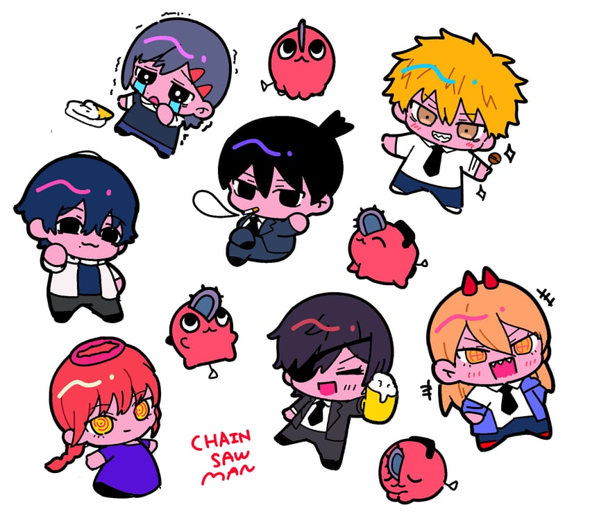 makima, power, denji, higashiyama kobeni, hayakawa aki, and 3 more (chainsaw man) drawn by sskak_is