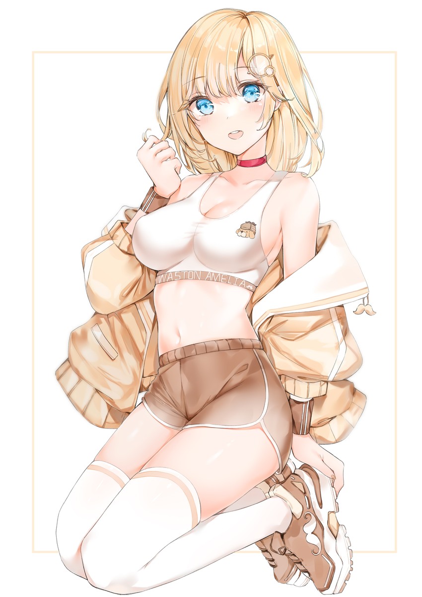 watson amelia and bubba (hololive and 1 more) drawn by yukineko1018
