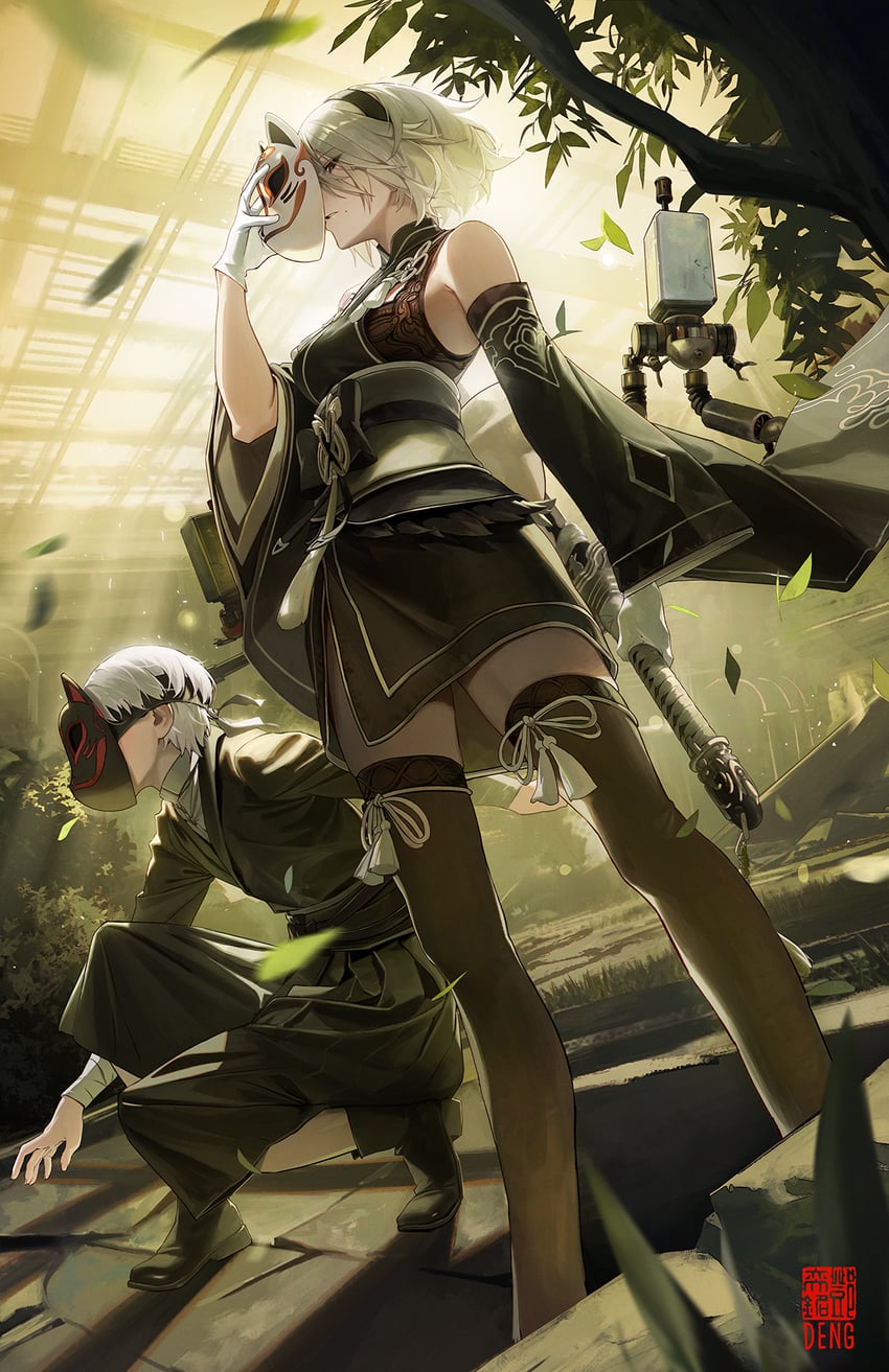 2b, 9s, and pod (nier and 1 more) drawn by daniel_deng