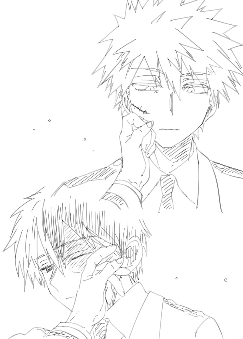 bakugou katsuki and todoroki shoto (boku no hero academia) drawn by ikuhashi_muiko