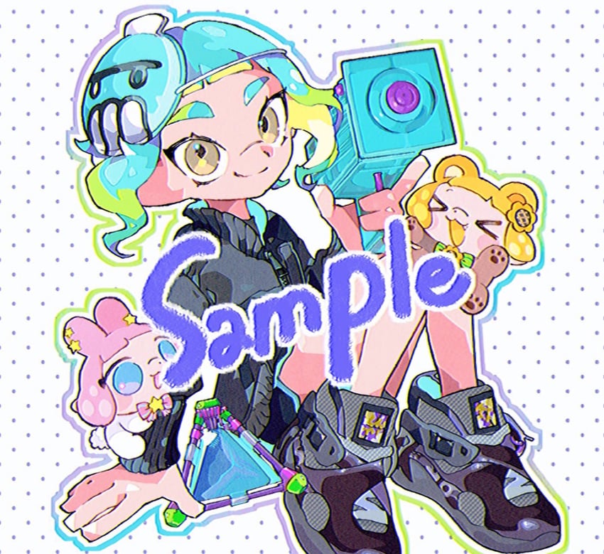inkling player character and inkling girl (splatoon) drawn by satomori
