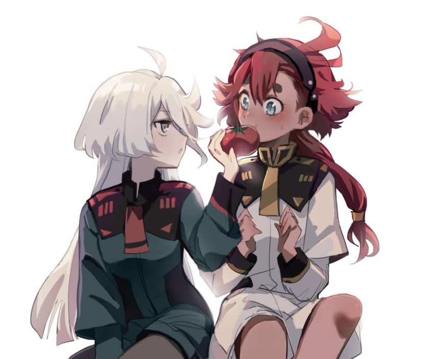 suletta mercury and miorine rembran (gundam and 1 more) drawn by kuma_(bloodycolor)