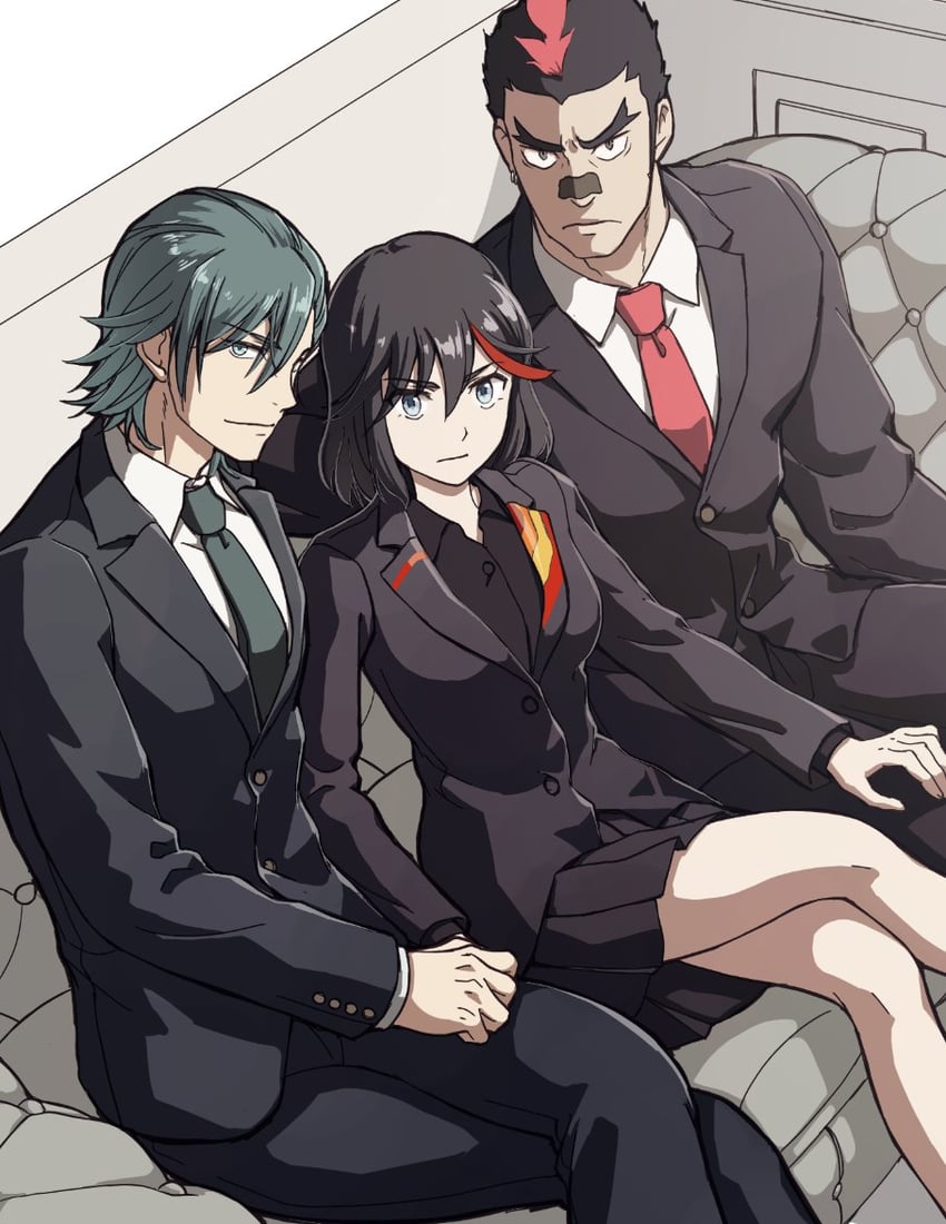 matoi ryuuko, senketsu, mikisugi aikurou, and kinagase tsumugu (kill la kill) drawn by ren_mizuha