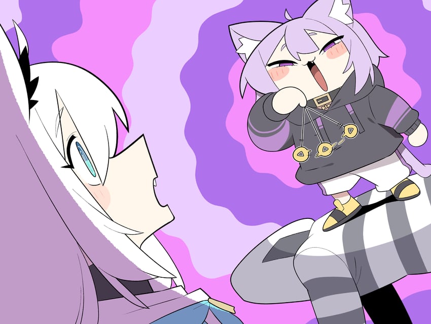 shirakami fubuki, nekomata okayu, and onigirya (hololive) drawn by cocomayo29_(tomato)