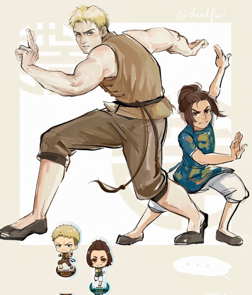 reiner braun and gabi braun (shingeki no kyojin) drawn by dzrdfw1
