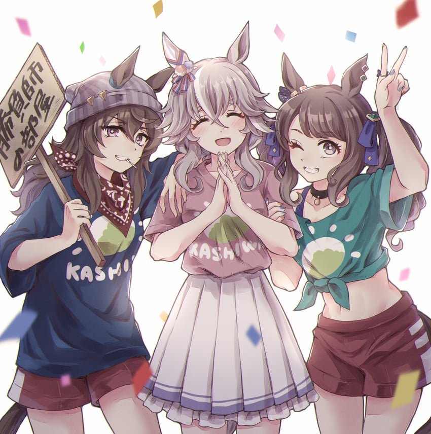 nakayama festa, tosen jordan, and wonder acute (umamusume) drawn by namuko
