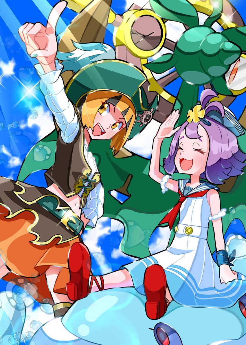 acerola, gardenia, and jellicent (pokemon and 1 more) drawn by monaka_mom