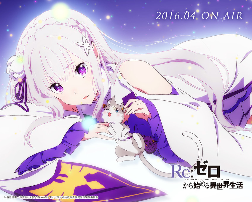 emilia and puck (re:zero kara hajimeru isekai seikatsu) drawn by sakai_kyuuta