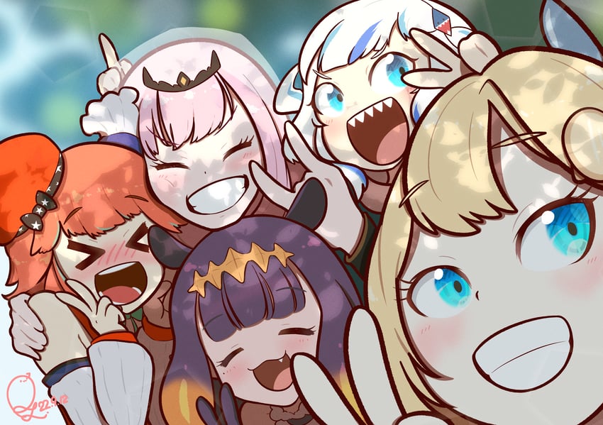 gawr gura, mori calliope, ninomae ina'nis, takanashi kiara, and watson amelia (hololive and 1 more) drawn by ryanred3918