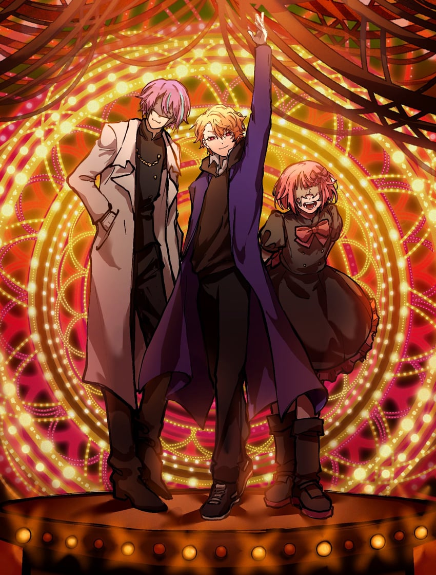 ootori emu, tenma tsukasa, kamishiro rui, aligula, black, and 1 more (project sekai and 1 more) drawn by rimechaser