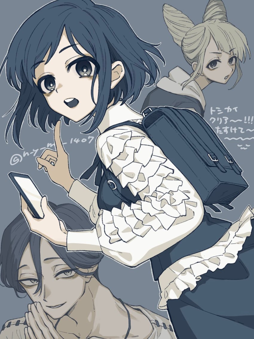 fukurai azami, meguriya ayumu, and jasmine (toshi densetsu kaitai center) drawn by koyuki_suzu