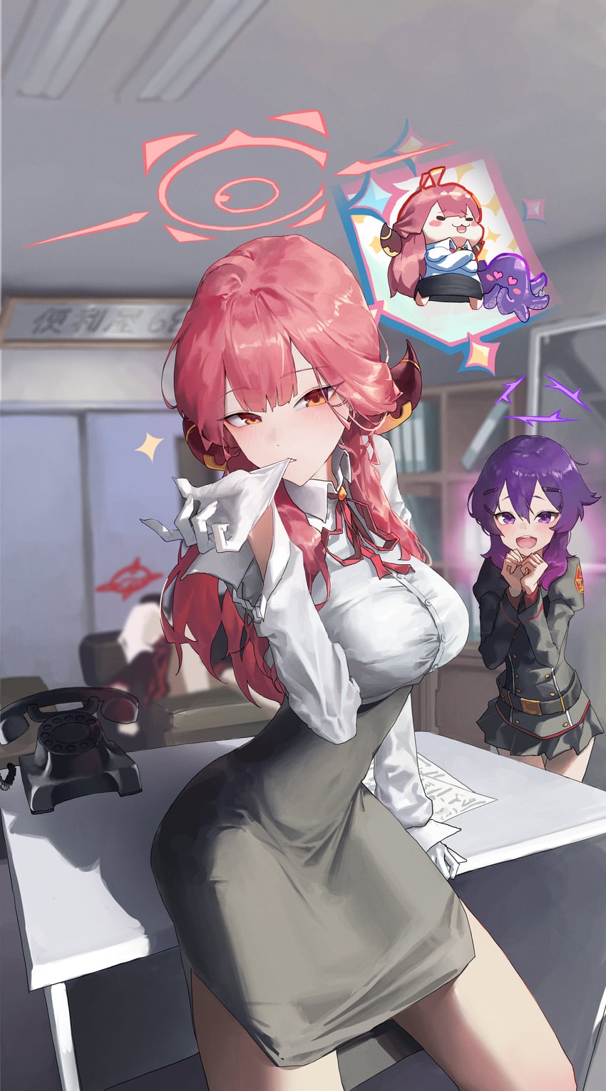 aru, mutsuki, and haruka (blue archive) drawn by hone_(hone_art)